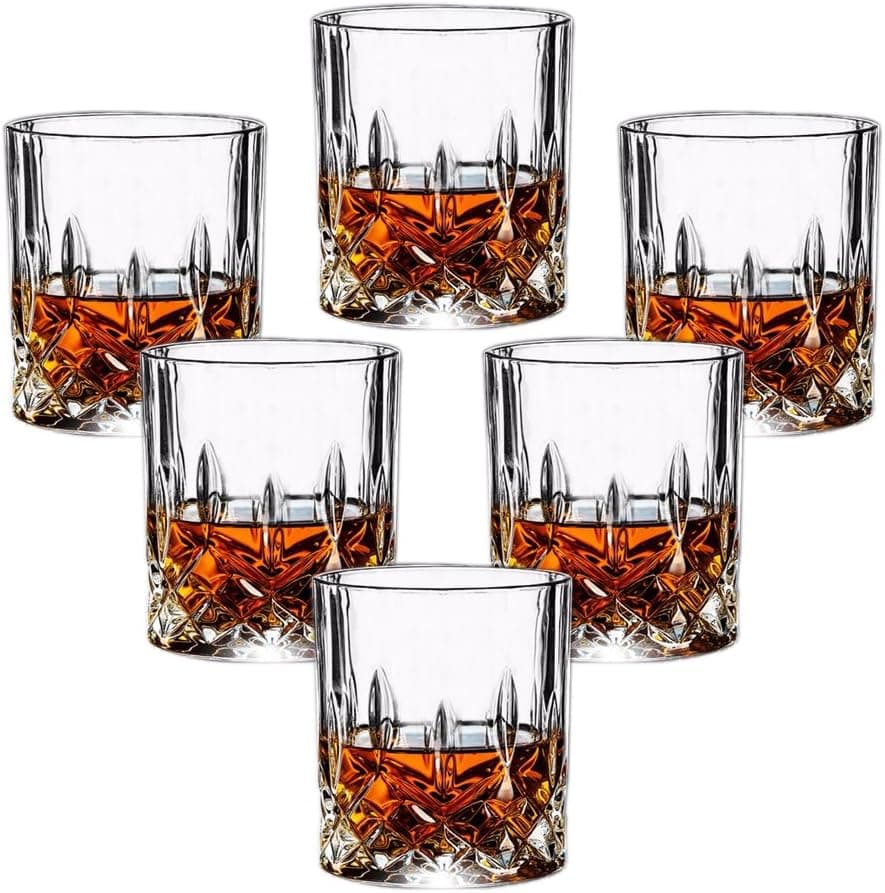 Double Old Fashioned Glasses Set of 6, Lead-Free Crystal 7oz